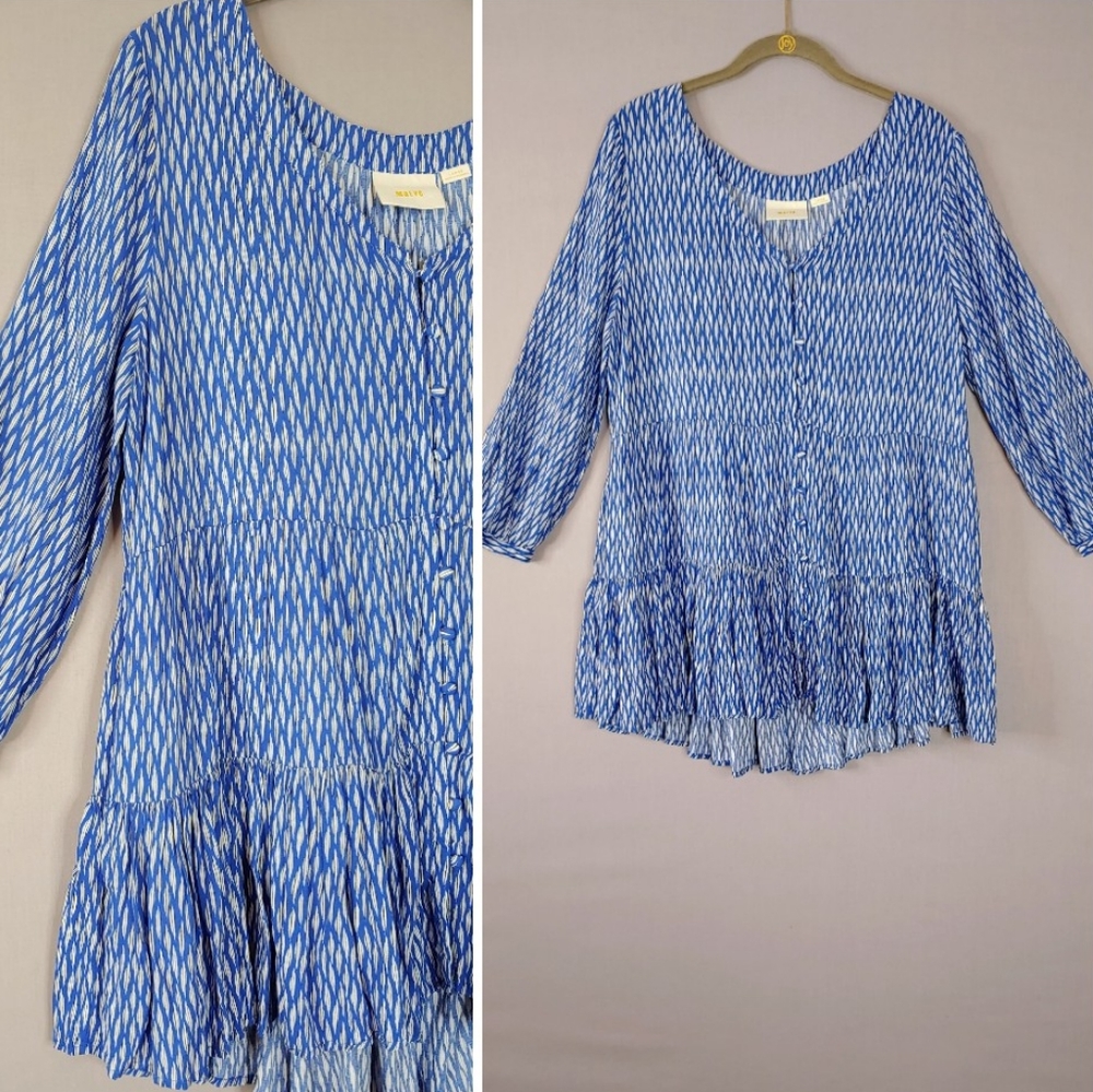 Anthropologie Top | Anthro Top Maeve Blue Peasant Blouse Size Large